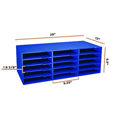 AdirOffice 15-Slot Paper Storage Desk Literature Organizer, 15 Sections, Letter Size, 29 x 13 x 9.5, Blue (ALHI50115CPBLU)