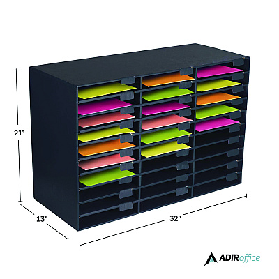 AdirOffice File Classroom Literature Organizer, 30 Sections, Letter Size, 32 x 13 x 21, Black (ALHI50130BLK)