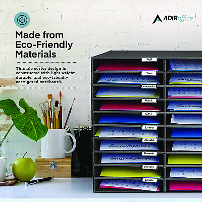 AdirOffice File Classroom Literature Organizer, 30 Sections, Letter Size, 32 x 13 x 21, Black (ALHI50130BLK)