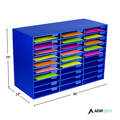 AdirOffice File Classroom Literature Organizer, 30 Sections, Letter Size, 32 x 13 x 21, Blue (ALHI50130BLU)