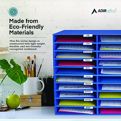 AdirOffice File Classroom Literature Organizer, 30 Sections, Letter Size, 32 x 13 x 21, Blue (ALHI50130BLU)