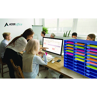 AdirOffice File Classroom Literature Organizer, 30 Sections, Letter Size, 32 x 13 x 21, Blue (ALHI50130BLU)