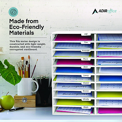 AdirOffice File Classroom Literature Organizer, 30 Sections, Letter Size, 32 x 13 x 21, White (ALHI50130WHI)