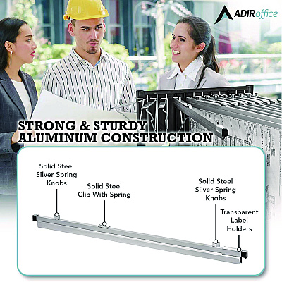 AdirOffice Blueprint Large File Document Hanging Clamps, 30" Wide Document, 30", Silver, 6 Clamps (ALHI6036)