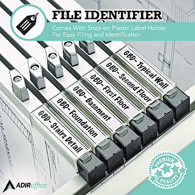 AdirOffice Blueprint Large File Document Hanging Clamps, 30" Wide Document, 30", Silver, 6 Clamps (ALHI6036)