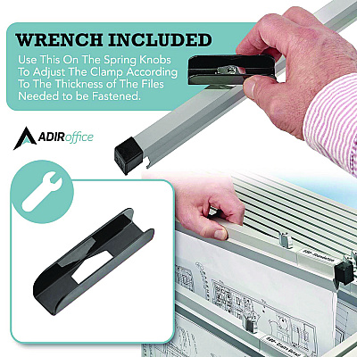 AdirOffice Blueprint Large File Document Hanging Clamps, 30" Wide Document, 30", Silver, 6 Clamps (ALHI6036)