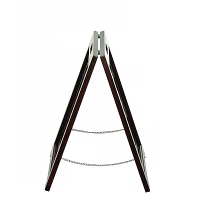 Alpine 2-Sided Plated Wooden A-Frame Bilingual Wet Floor Sign, 15 x 2 x 24, Stainless Steel (ALHALP499SSB)
