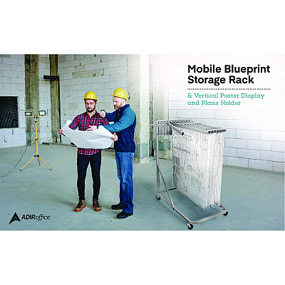 AdirOffice Blueprint Storage Cabinet Rolling Stand, Assorted Document Sizes Accommodated, 27" x 28.5" to 46.5" x 46" to 66", Gray (ALHI613)