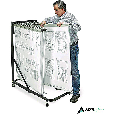 AdirOffice Blueprint Storage Cabinet Rolling Stand, Assorted Document Sizes Accomodated, 27" x 28.5" to 46.5" x 46" to 66", Black (ALHI613BLK)