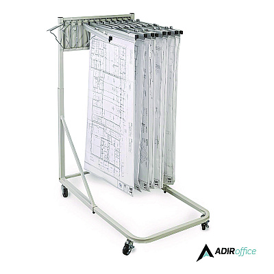 AdirOffice Blueprint Storage Cabinet Rolling Stand, Assorted Document Sizes Accommodated, 27" x 28.5" to 46.5" x 46" to 66", Gray (ALHI613)