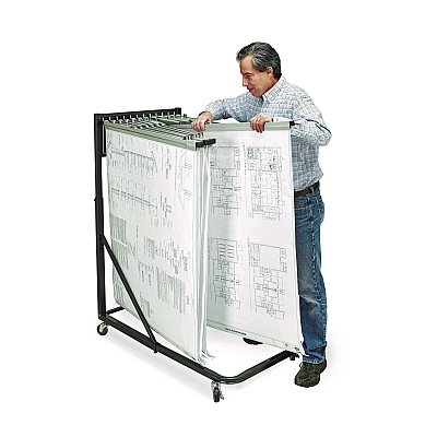 AdirOffice Blueprint Storage Cabinet Rolling Stand, Assorted Document Sizes Accomodated, 27" x 28.5" to 46.5" x 46" to 66", Black (ALHI613BLK)