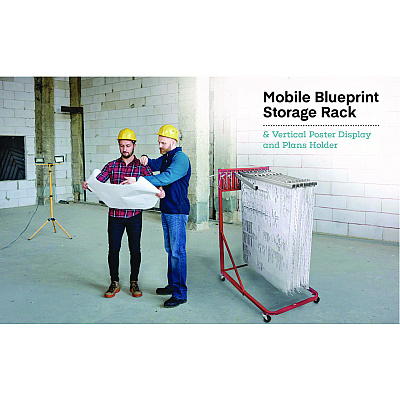 AdirOffice Blueprint Storage Cabinet Rolling Stand, Assorted Document Sizes Accomodated, 27" x 28.5" to 46.5" x 46" to 66", Red (ALHI613RED)