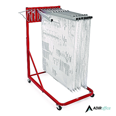 AdirOffice Blueprint Storage Cabinet Rolling Stand, Assorted Document Sizes Accomodated, 27" x 28.5" to 46.5" x 46" to 66", Red (ALHI613RED)