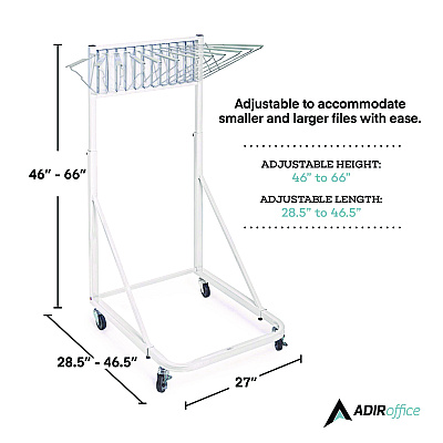 AdirOffice Blueprint Storage Cabinet Rolling Stand, Assorted Document Sizes Accomodated, 27" x 28.5" to 46.5" x 46" to 66", White (ALHI613WHI)