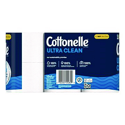 Cottonelle Ultra CleanCare Toilet Paper, Strong Bath Tissue, Septic Safe, 1-Ply, White, 284 Sheets/Roll, 12 Rolls/Pack, 4 Packs/Carton (KCC55480)