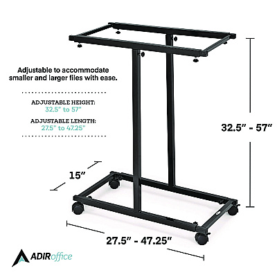 AdirOffice Blueprint Storage Cabinet Steel Vertical Plan Center, Assorted Document Sizes,15" x 27" to 47.25" x 32.5" to 57", Black (ALHI614BLK)