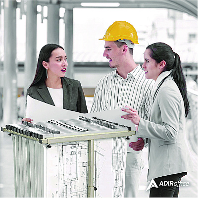 AdirOffice Blueprint Storage Cabinet Steel Vertical Plan Center, Asst Document Sizes, 15" x 27" to 47.25" x 32.5" to 57", Gray (ALHI614)