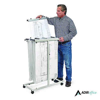 AdirOffice Blueprint Storage Cabinet Steel Vertical Plan Center, Asst Document Sizes, 15" x 27" to 47.25" x 32.5" to 57", Gray (ALHI614)