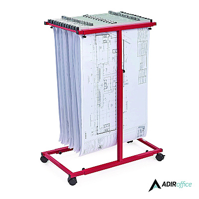 AdirOffice Blueprint Storage Cabinet Steel Vertical Plan Center, Assorted Document Sizes, 15" x 27" to 47.25" x 32.5" to 57", Red (ALHI614RED)