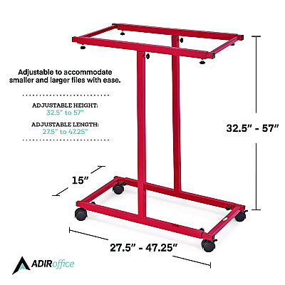 AdirOffice Blueprint Storage Cabinet Steel Vertical Plan Center, Assorted Document Sizes, 15" x 27" to 47.25" x 32.5" to 57", Red (ALHI614RED)