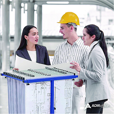 AdirOffice Blueprint Storage Cabinet Steel Vertical Plan Center, Assorted Document Sizes, 15" x 27" to 47.25" x 32.5" to 57", Blue (ALHI614BLU)