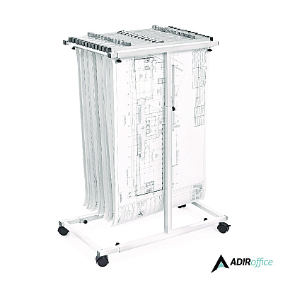 AdirOffice Blueprint Storage Cabinet Steel Vertical Plan Center, Assorted Document Sizes, 15" x 27" to 47.25" x 32.5" to 57", White (ALHI614WHI)