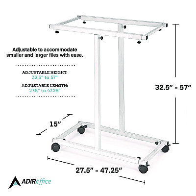 AdirOffice Blueprint Storage Cabinet Steel Vertical Plan Center, Assorted Document Sizes, 15" x 27" to 47.25" x 32.5" to 57", White (ALHI614WHI)