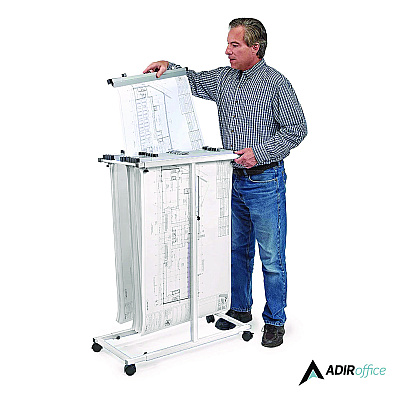 AdirOffice Blueprint Storage Cabinet Steel Vertical Plan Center, Assorted Document Sizes, 15" x 27" to 47.25" x 32.5" to 57", White (ALHI614WHI)