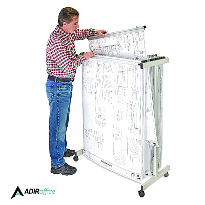 AdirOffice Expandable Blueprint Storage Cabinet Mobile Plan Center, Assorted Document Sizes, 20.5" x 28" to 46.5" x 50.75", Beige (ALHI615)