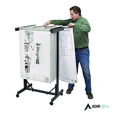 AdirOffice Expandable Blueprint Storage Cabinet Mobile Plan Center, Assorted Document Sizes, 20.5" x 28" to 46.5" x 50.75", Black (ALHI615BLK)
