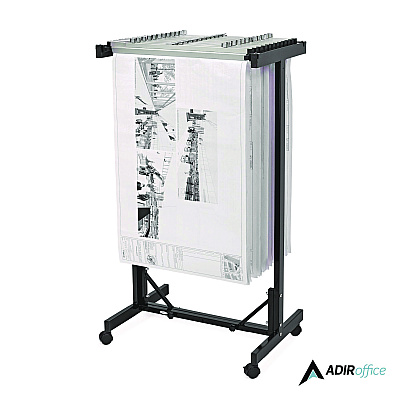 AdirOffice Expandable Blueprint Storage Cabinet Mobile Plan Center, Assorted Document Sizes, 20.5" x 28" to 46.5" x 50.75", Black (ALHI615BLK)