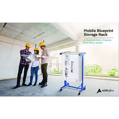 AdirOffice Expandable Blueprint Storage Cabinet Mobile Plan Center, Assorted Document Sizes, 20.5" x 28" to 46.5" x 50.75", Blue (ALHI615BLU)