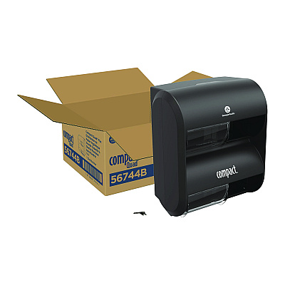 Georgia Pacific Professional Compact Quad Vertical Four Roll Coreless Tissue Dispenser, 12.31 x 14.81 x 7.86, Black (GPC56744B)