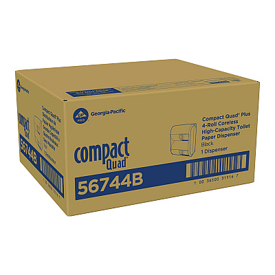 Georgia Pacific Professional Compact Quad Vertical Four Roll Coreless Tissue Dispenser, 12.31 x 14.81 x 7.86, Black (GPC56744B)
