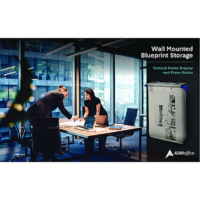 AdirOffice Drop Lift Blueprint Storage Wall Rack, Assorted Document Sizes Accommodated, 7.9" x 1.2" x 7.1", Blue (ALHI616BLU)