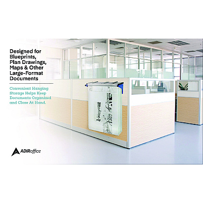 AdirOffice Drop Lift Blueprint Storage Wall Rack, Assorted Document Sizes Accommodated, 7.9" x 1.2" x 7.1", Blue (ALHI616BLU)