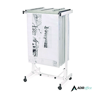 AdirOffice Expandable Blueprint Storage Cabinet Mobile Plan Center, Assorted Document Sizes, 20.5" x 28" to 46.5" x 50.75", White (ALHI615WHI)
