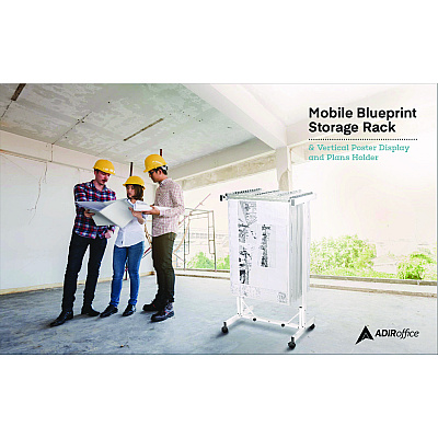 AdirOffice Expandable Blueprint Storage Cabinet Mobile Plan Center, Assorted Document Sizes, 20.5" x 28" to 46.5" x 50.75", White (ALHI615WHI)