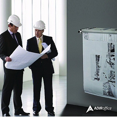 AdirOffice Drop Lift Blueprint Storage Wall Rack, Assorted Document Sizes Accommodated, 7.9" x 1.2" x 7.1", White (ALHI616WHI)