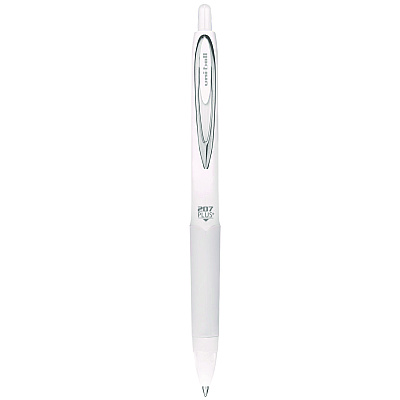 uniball 207 Plus+ Gel Pen, Retractable, Medium 0.7 mm, Black Ink, White Barrel, Dozen (UBC70706)