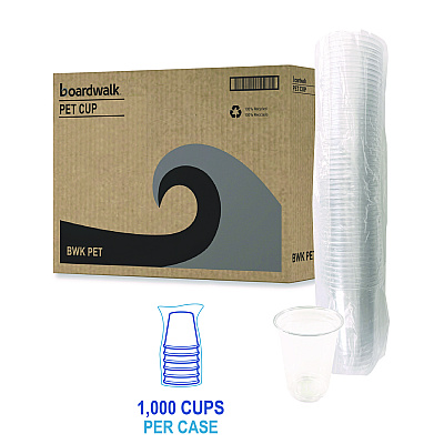 Boardwalk Clear Plastic Cold Cups, 10 oz, PET, 1,000/Carton (BWKPET10)