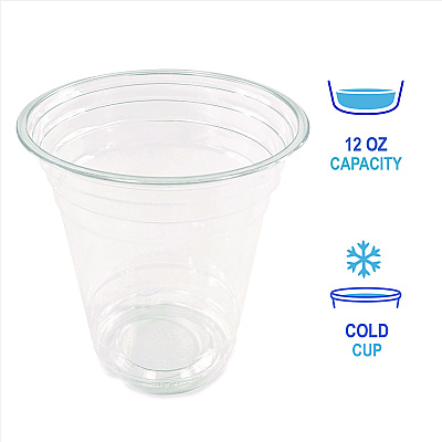 Boardwalk Clear Plastic Cold Cups, Squat, 12 oz, PET, 1,000/Carton (BWKPET12S)