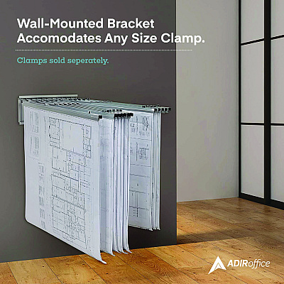 AdirOffice Large File Blueprint Pivot Wall Rack, Assorted Document Sizes Accommodated, 11" x 15.8" x 23.9", Gray (ALHI617)