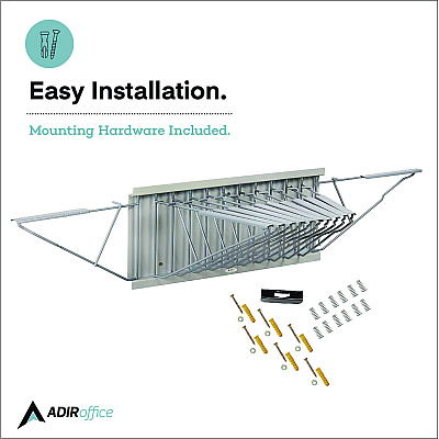 AdirOffice Large File Blueprint Pivot Wall Rack, Assorted Document Sizes Accommodated, 11" x 15.8" x 23.9", Gray (ALHI617)