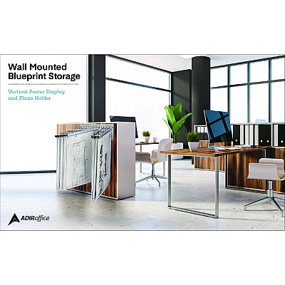 AdirOffice Large File Blueprint Pivot Wall Rack, Assorted Document Sizes Accommodated, 11" x 15.8" x 23.9", Gray (ALHI617)