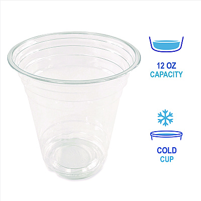 Boardwalk Clear Plastic PET Cups, 12 oz, 50/Pack (BWKPET12SPK)