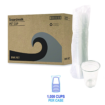 Boardwalk Clear Plastic PET Cups, 14 oz, 50/Bag, 20 Bags/Carton (BWKPET14)