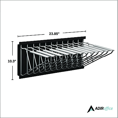AdirOffice Large File Blueprint Pivot Wall Rack, Assorted Document Sizes Accommodated, 11" x 15.8" x 23.9", Black (ALHI617BLK)