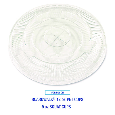 Boardwalk Crystal-Clear Cold Cup Straw-Slot Lids, Fits 9 oz Squat/12 oz PET Cups, 100/Pack (BWKPET912STRAPK)
