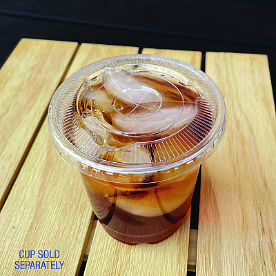 Boardwalk Crystal-Clear Cold Cup Straw-Slot Lids, Fits 9 oz Squat/12 oz PET Cups, 100/Pack (BWKPET912STRAPK)